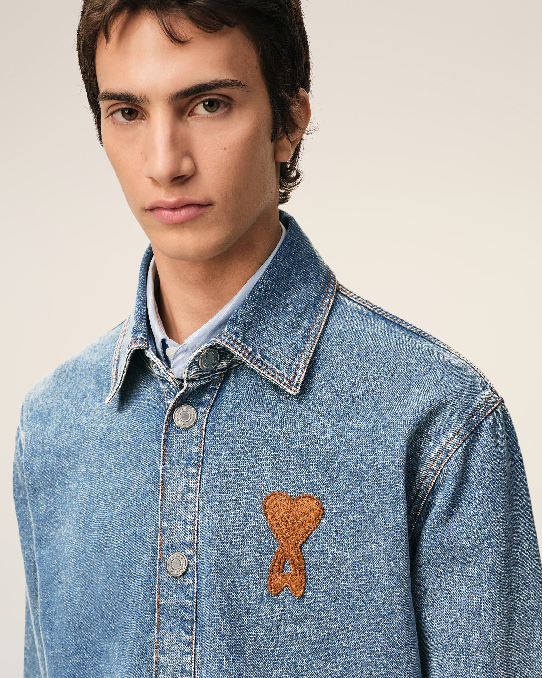 Blue Cotton Knitted Ami De Coeur Overshirt
