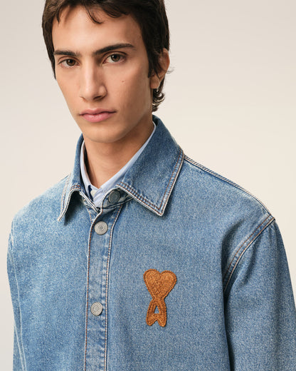 Blue Cotton Knitted Ami De Coeur Overshirt