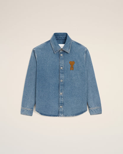 Blue Cotton Knitted Ami De Coeur Overshirt