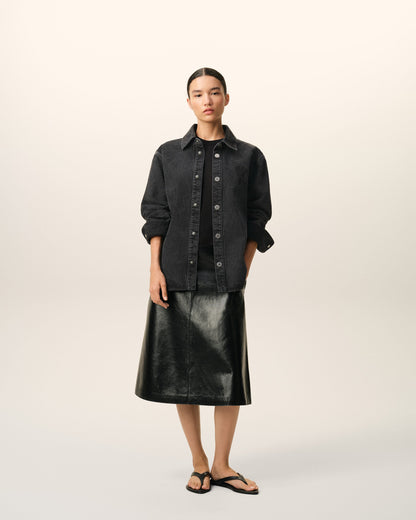 Black Cotton Knitted Ami De Coeur Overshirt