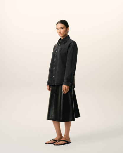 Black Cotton Knitted Ami De Coeur Overshirt
