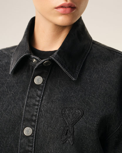Black Cotton Knitted Ami De Coeur Overshirt