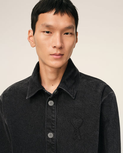 Black Cotton Knitted Ami De Coeur Overshirt