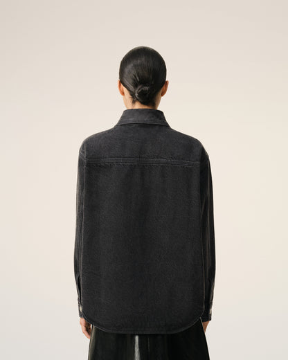 Black Cotton Knitted Ami De Coeur Overshirt