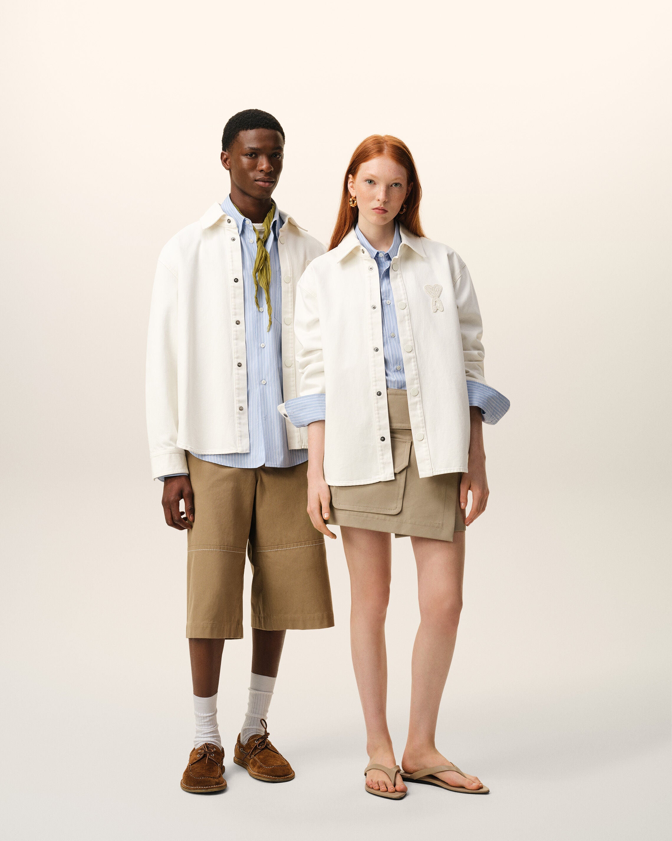 White Cotton Knitted Ami De Coeur Overshirt