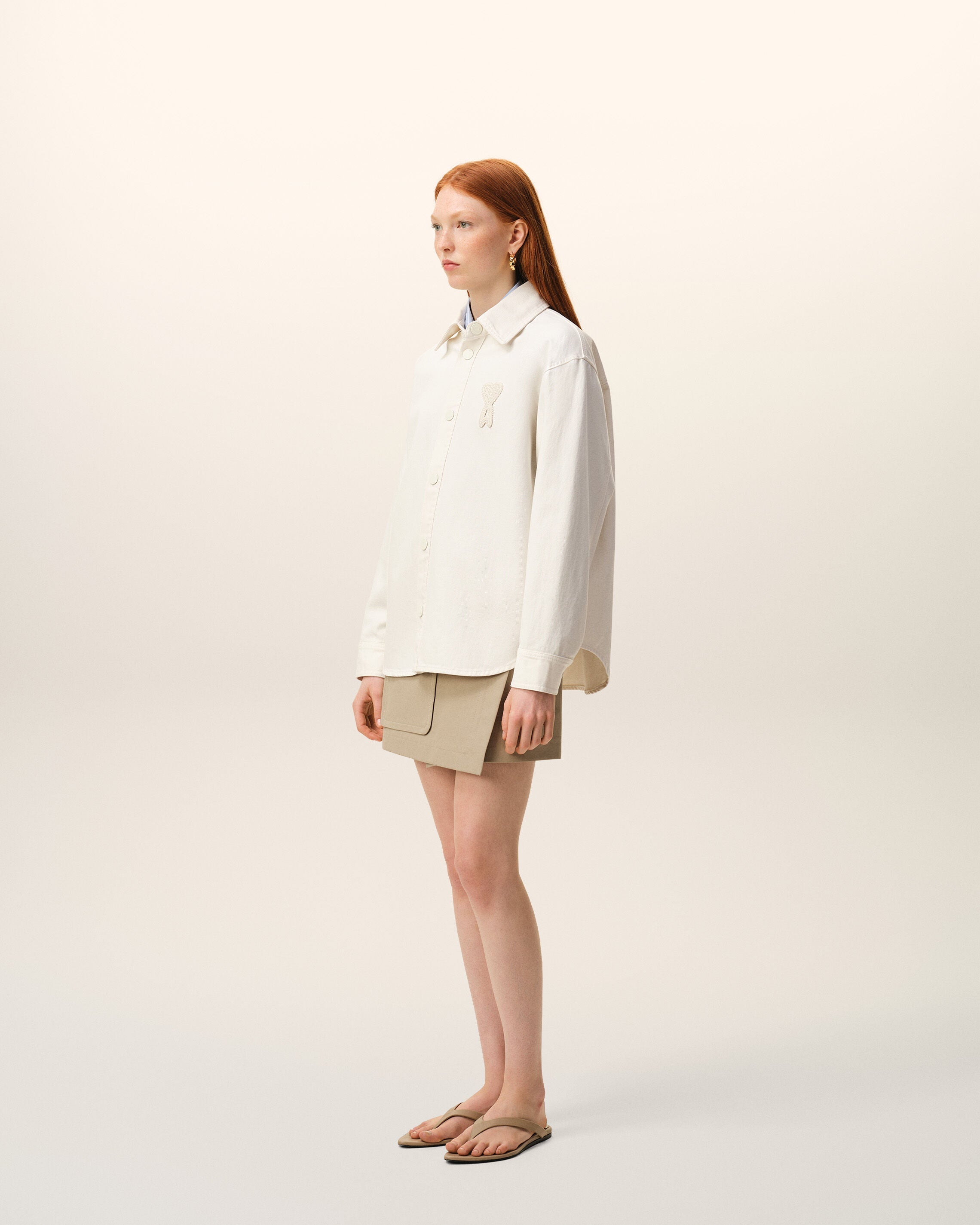 White Cotton Knitted Ami De Coeur Overshirt