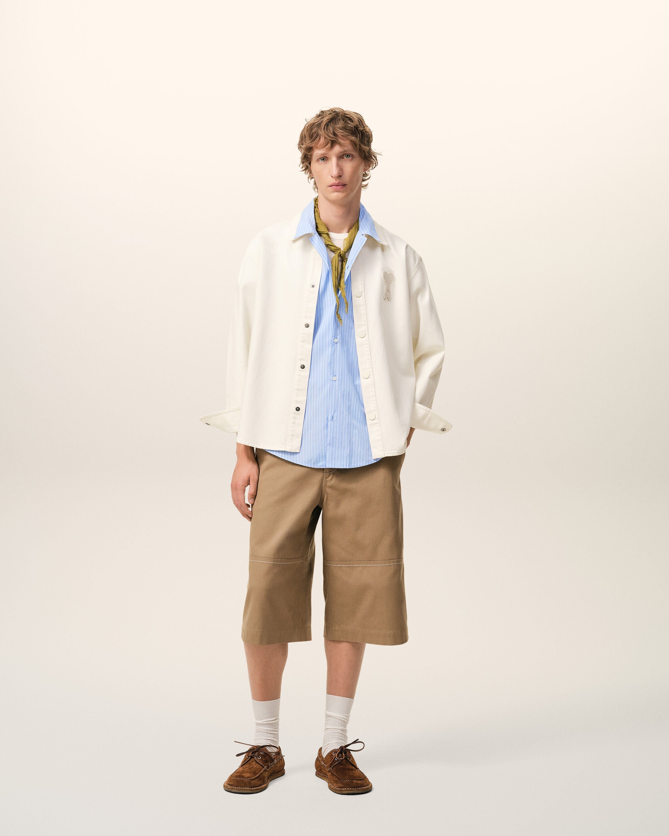 White Cotton Knitted Ami De Coeur Overshirt