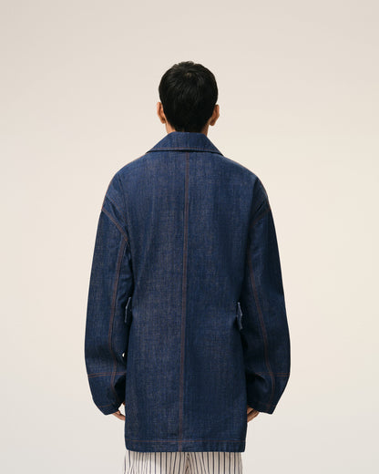 Blue Cotton Ami Paris Heritage Label Worker Jacket