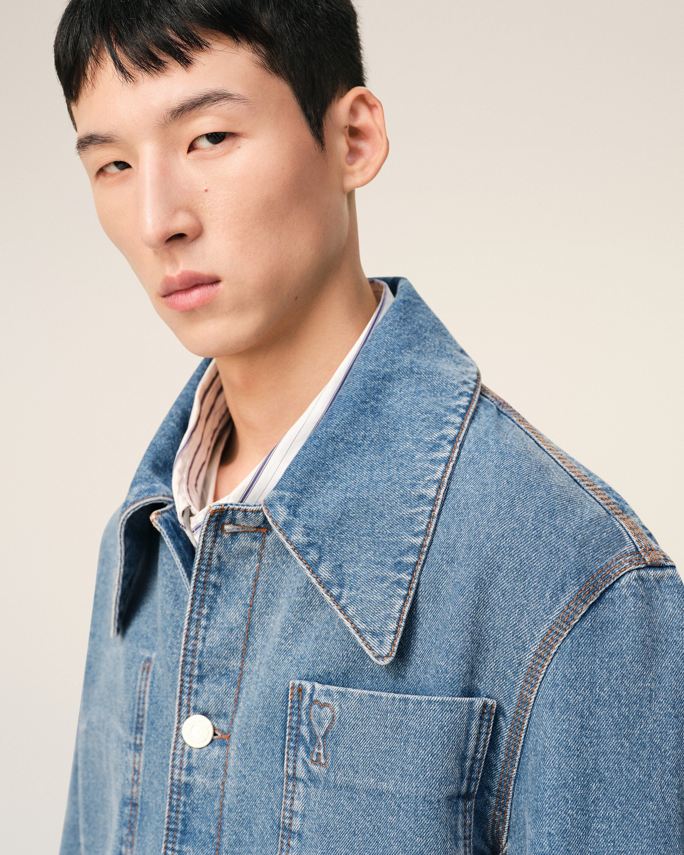 Blue Cotton Ami De Coeur Worker Worker Overshirt