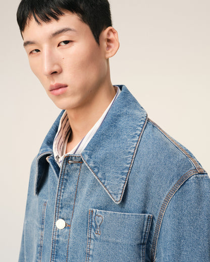 Blue Cotton Ami De Coeur Worker Worker Overshirt
