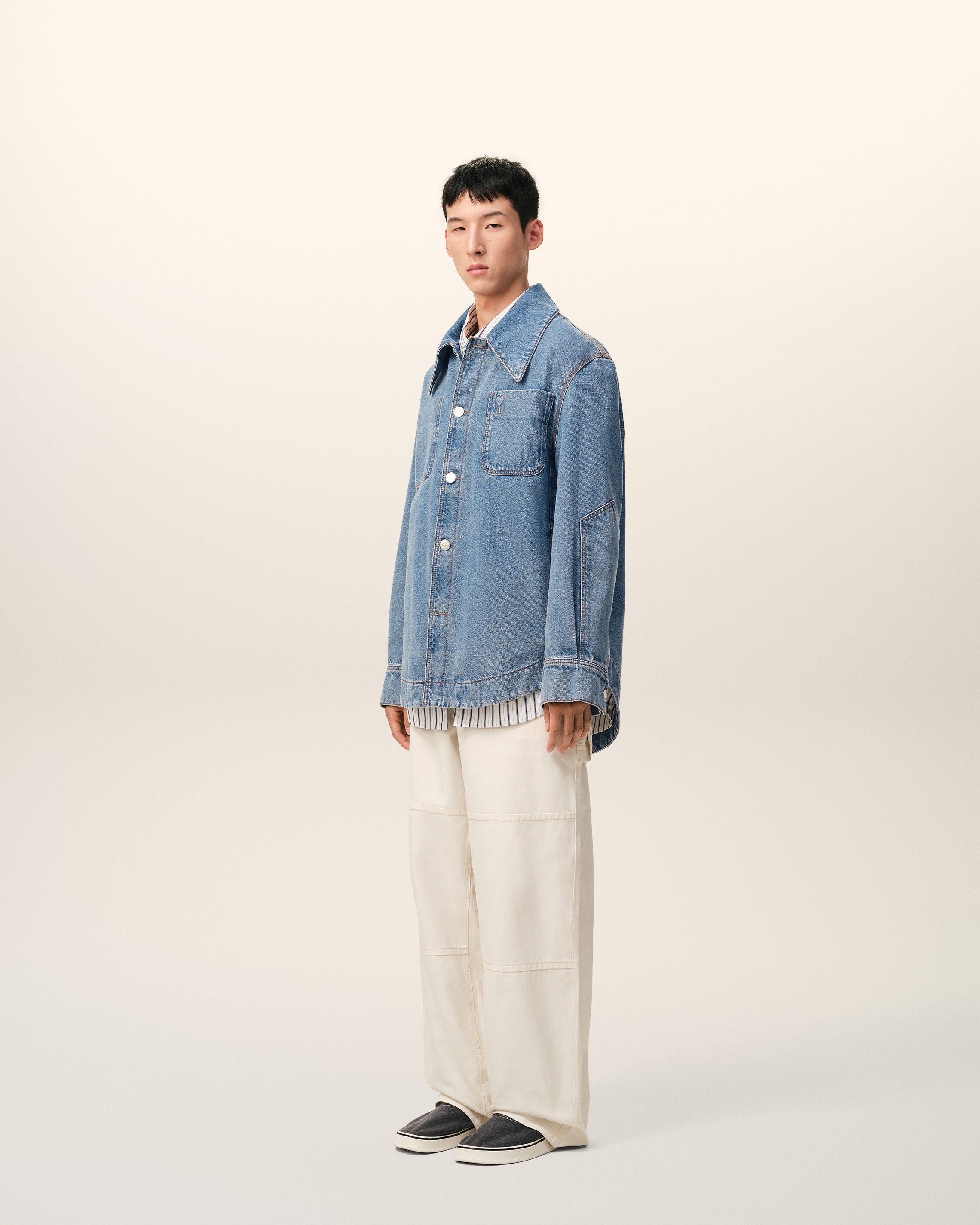Blue Cotton Ami De Coeur Worker Worker Overshirt