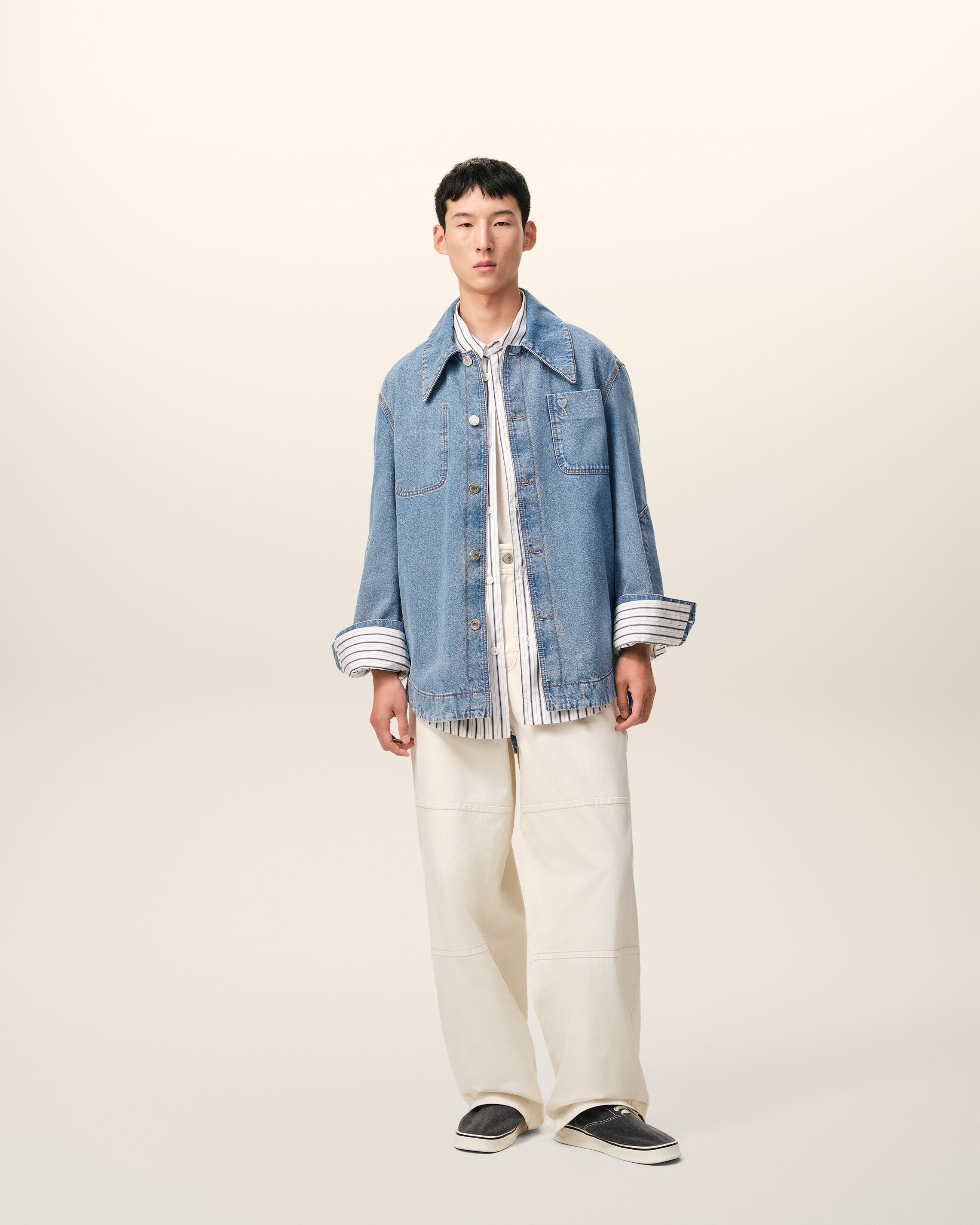 Blue Cotton Ami De Coeur Worker Worker Overshirt