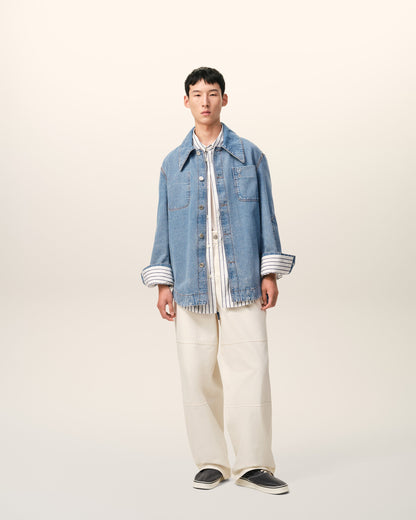 Blue Cotton Ami De Coeur Worker Worker Overshirt