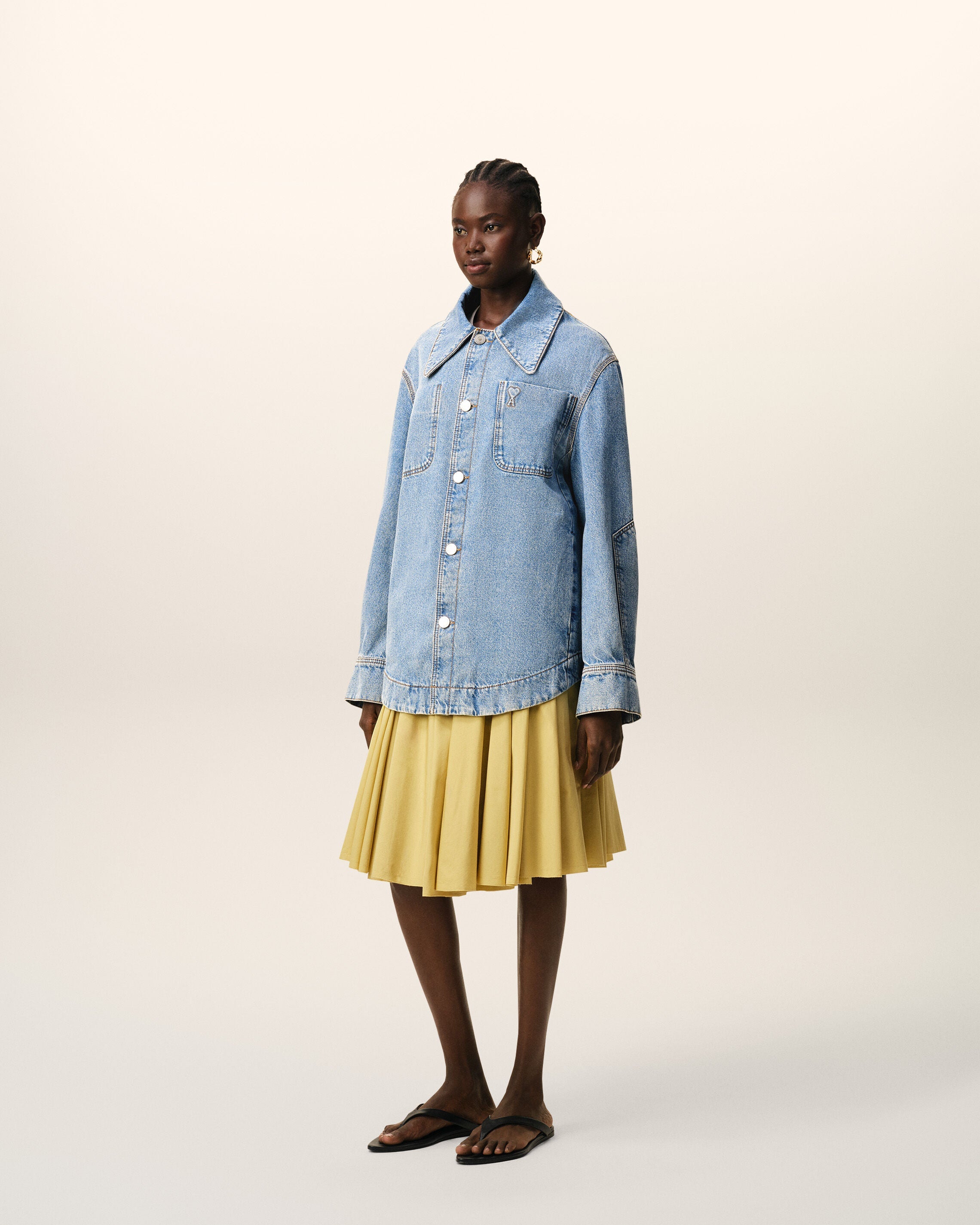 Blue Cotton Ami De Coeur Worker Worker Overshirt