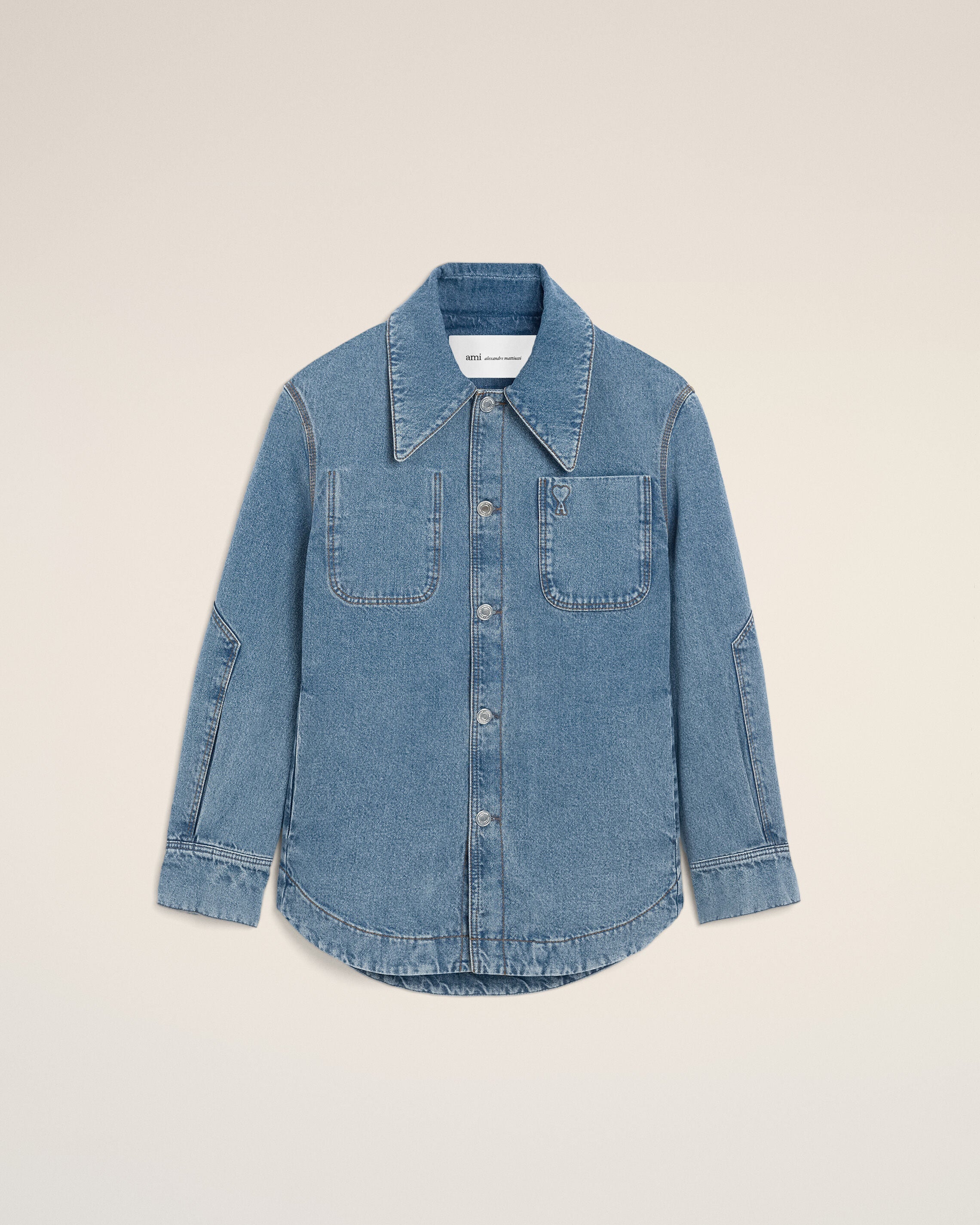 Blue Cotton Ami De Coeur Worker Worker Overshirt