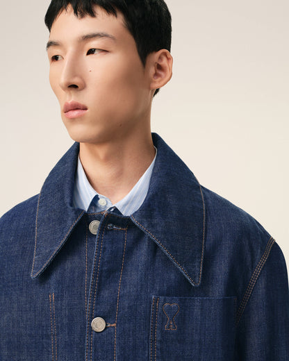 Blue Cotton Ami De Coeur Worker Worker Overshirt