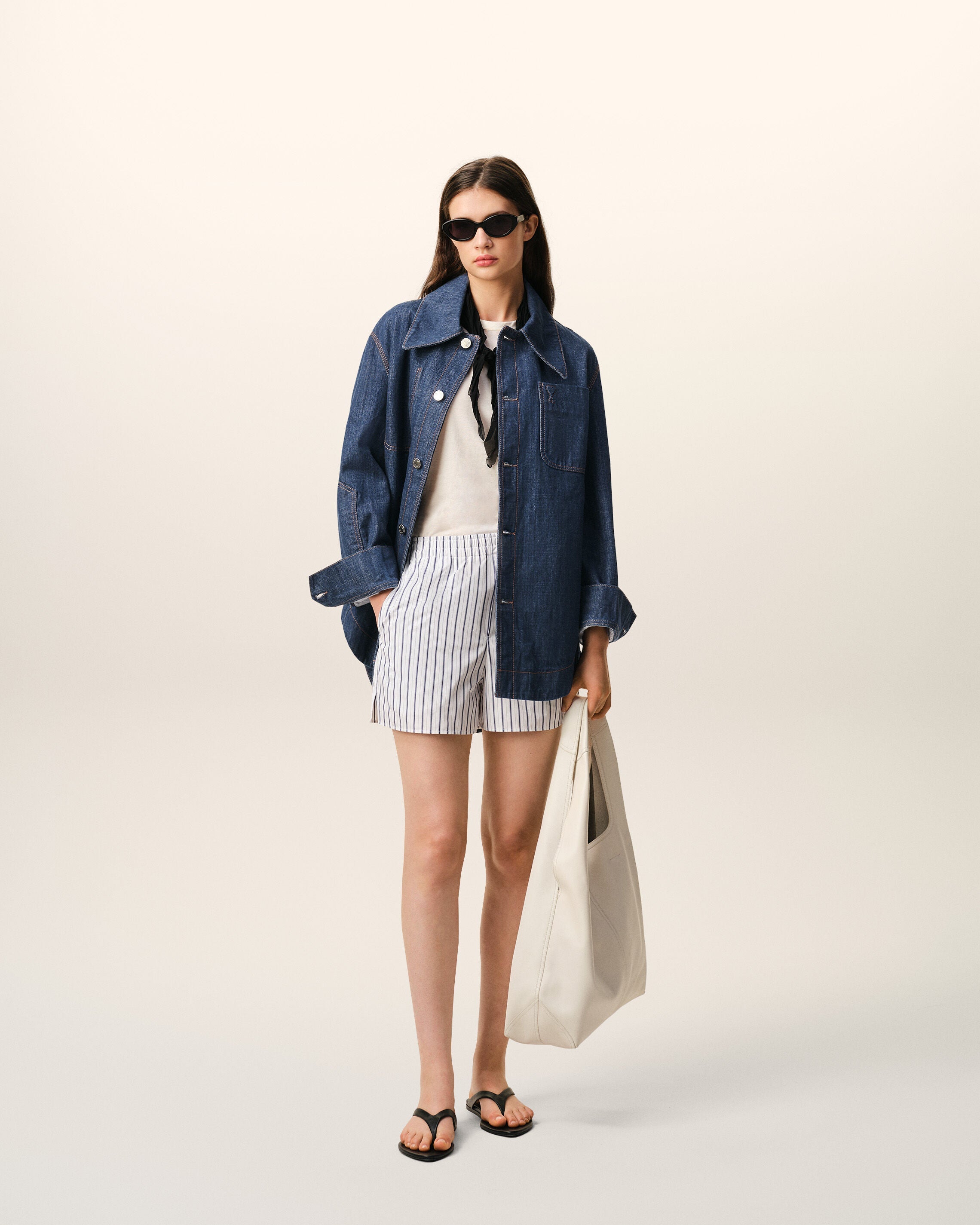 Blue Cotton Ami De Coeur Worker Worker Overshirt