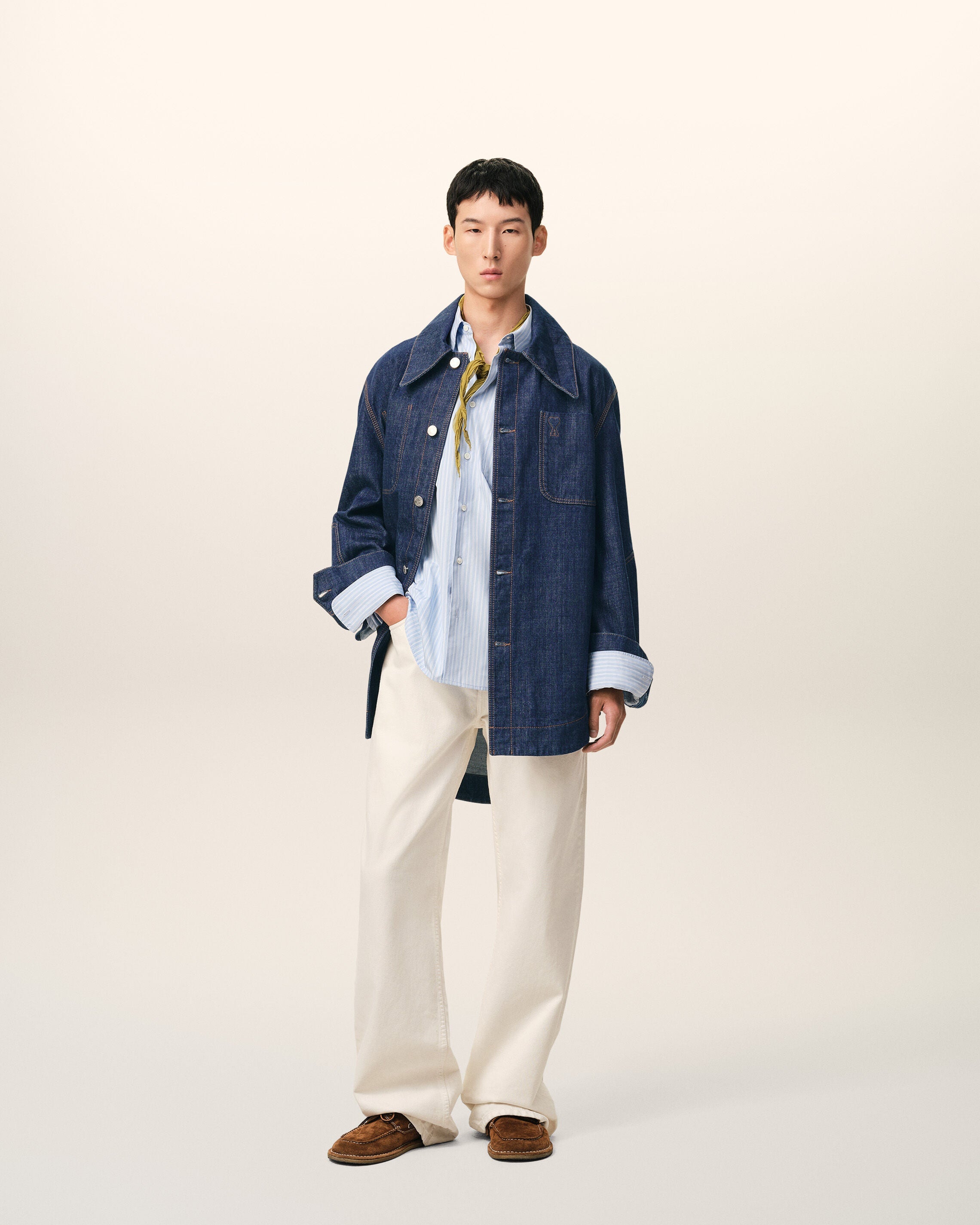 Blue Cotton Ami De Coeur Worker Worker Overshirt