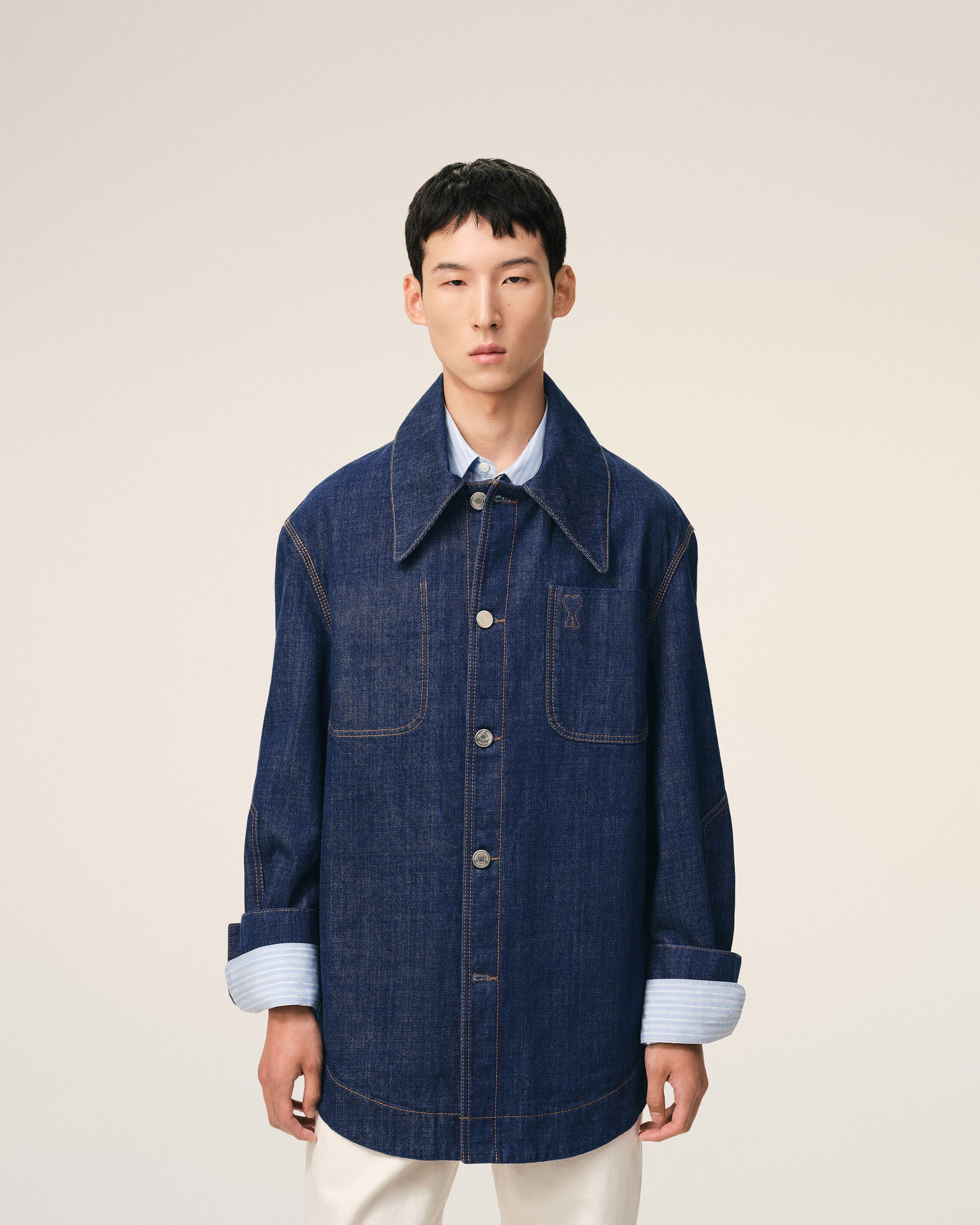 Blue Cotton Ami De Coeur Worker Worker Overshirt