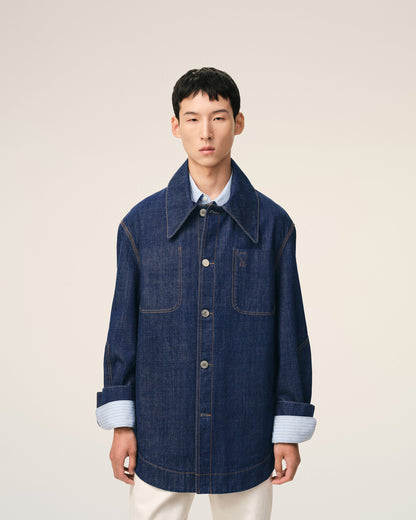 Blue Cotton Ami De Coeur Worker Worker Overshirt