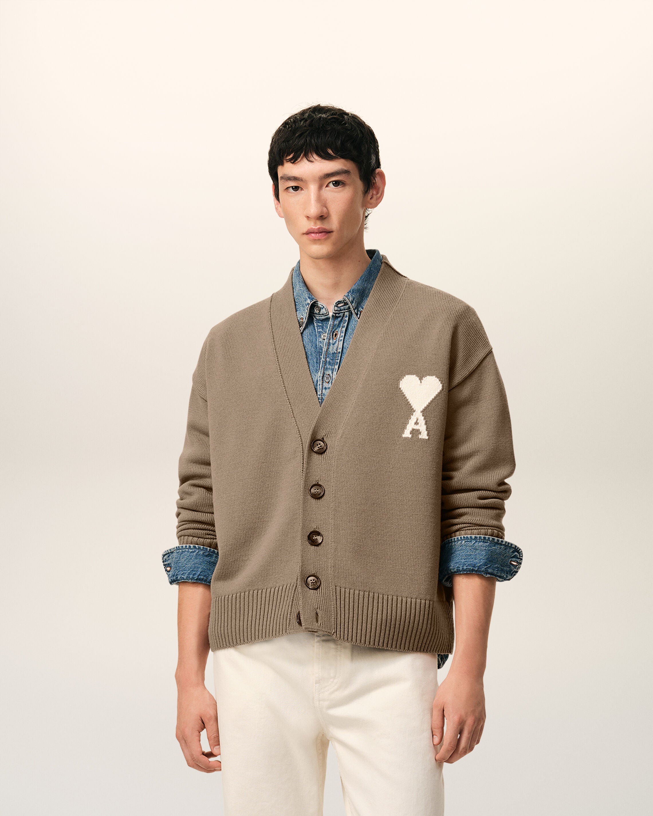 Beige Wool Ami De Coeur Cardigan