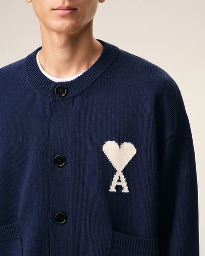 Blue Wool Crewneck Ami De Coeur Cardigan