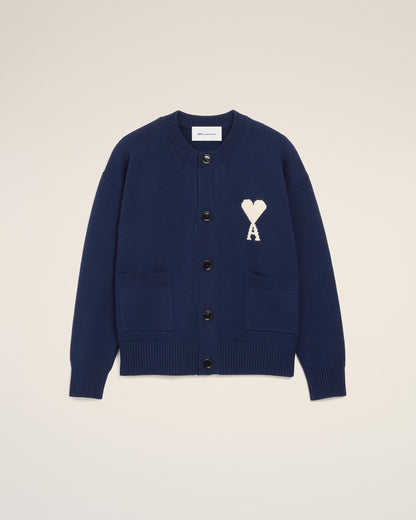Blue Wool Crewneck Ami De Coeur Cardigan