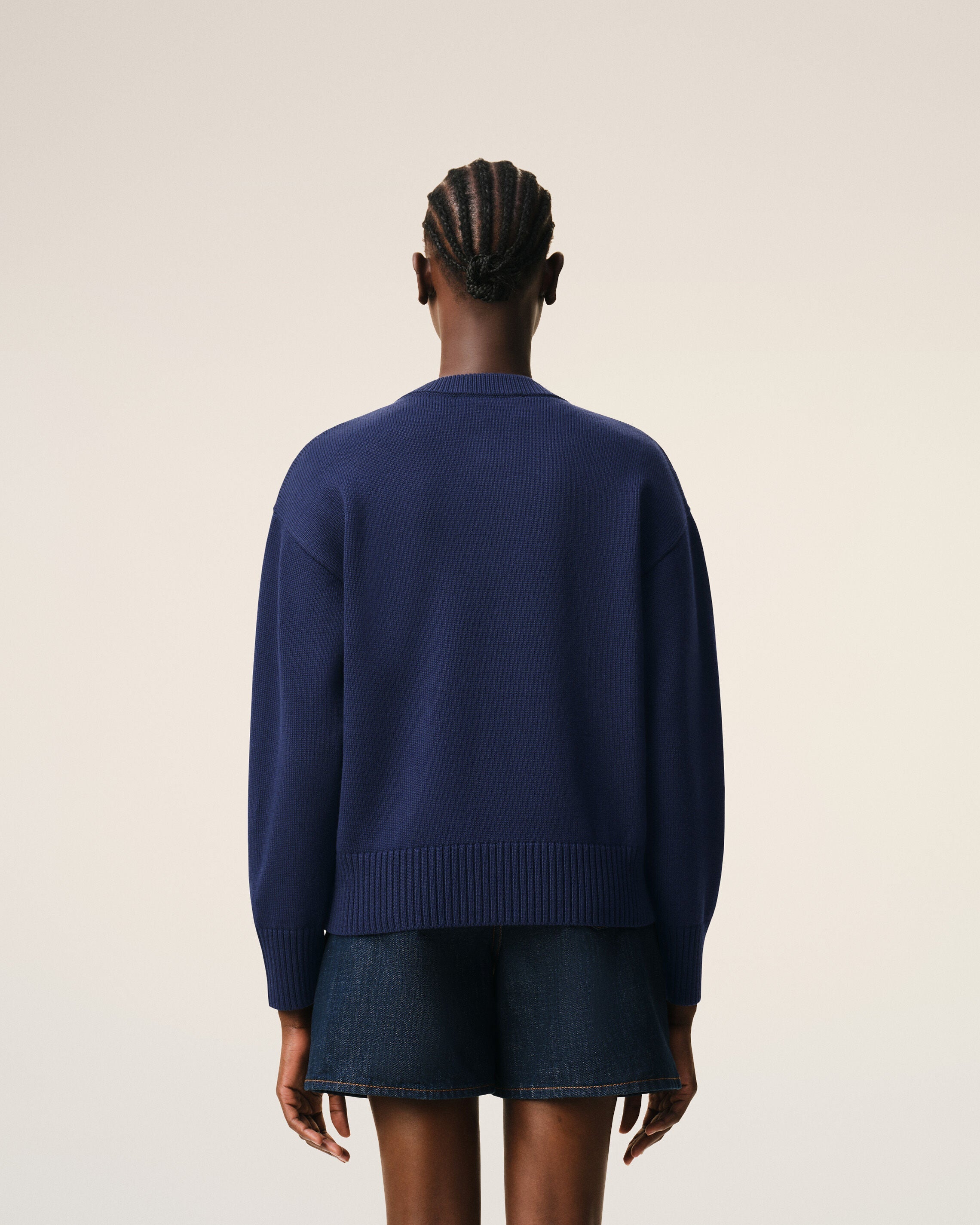 Blue Wool Crewneck Ami De Coeur Cardigan