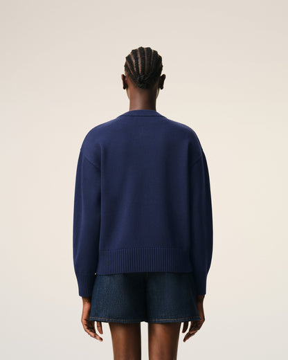 Blue Wool Crewneck Ami De Coeur Cardigan