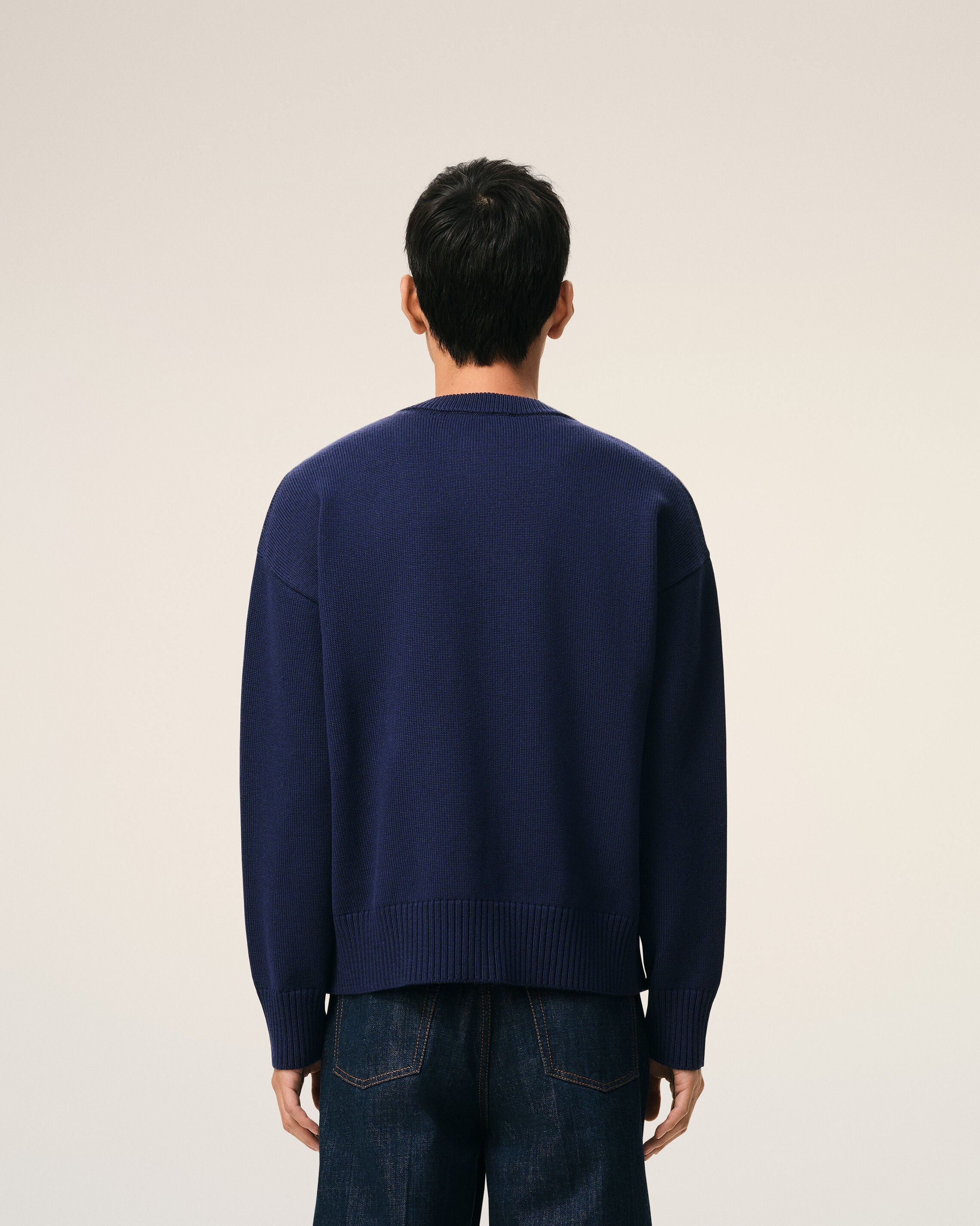 Blue Wool Crewneck Ami De Coeur Cardigan