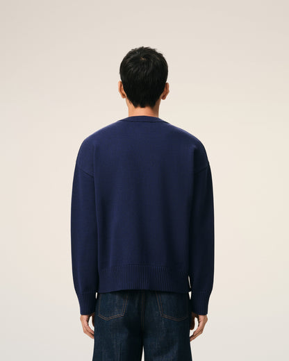 Blue Wool Crewneck Ami De Coeur Cardigan