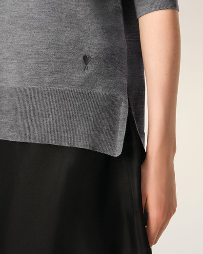 Grey Thin Wool Crewneck Ami De Coeur Sweater