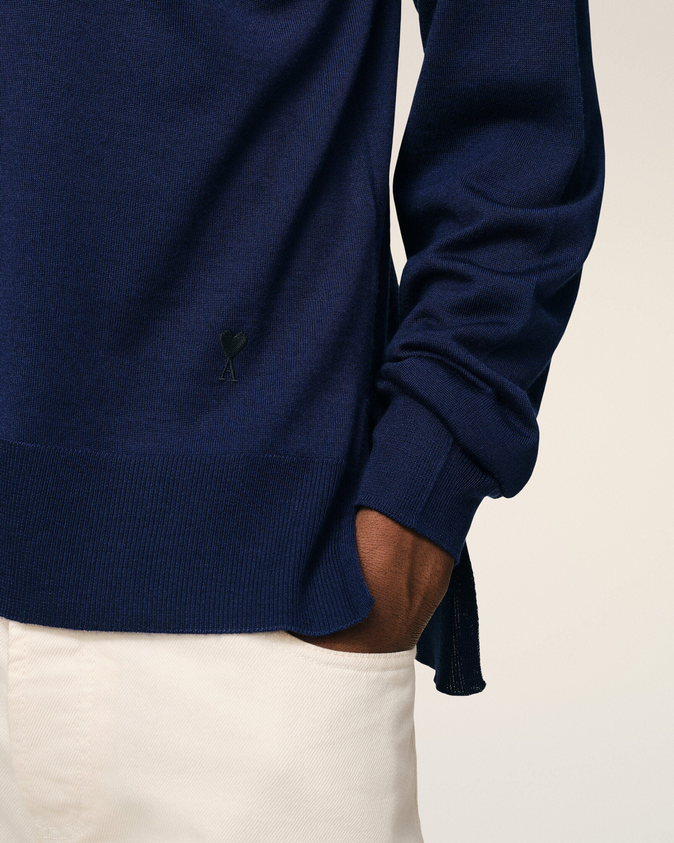 Bleu Thin Wool Crewneck Ami De Coeur Sweater