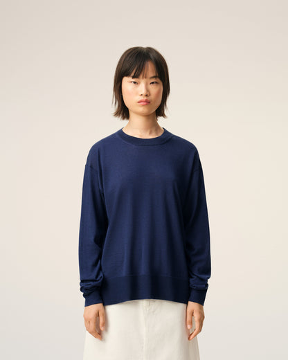 Bleu Thin Wool Crewneck Ami De Coeur Sweater