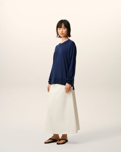Bleu Thin Wool Crewneck Ami De Coeur Sweater