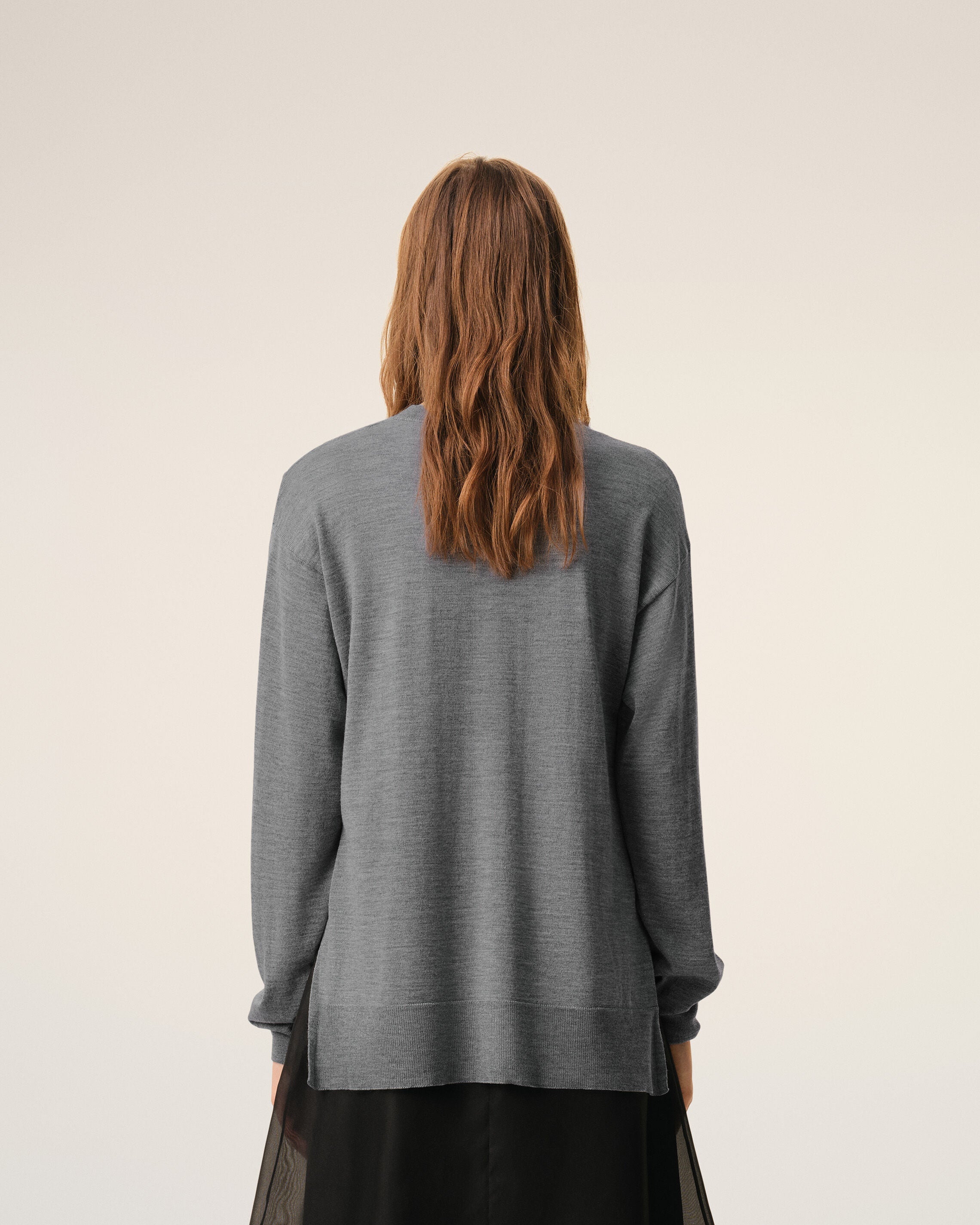 Grey Thin Wool Crewneck Ami De Coeur Sweater