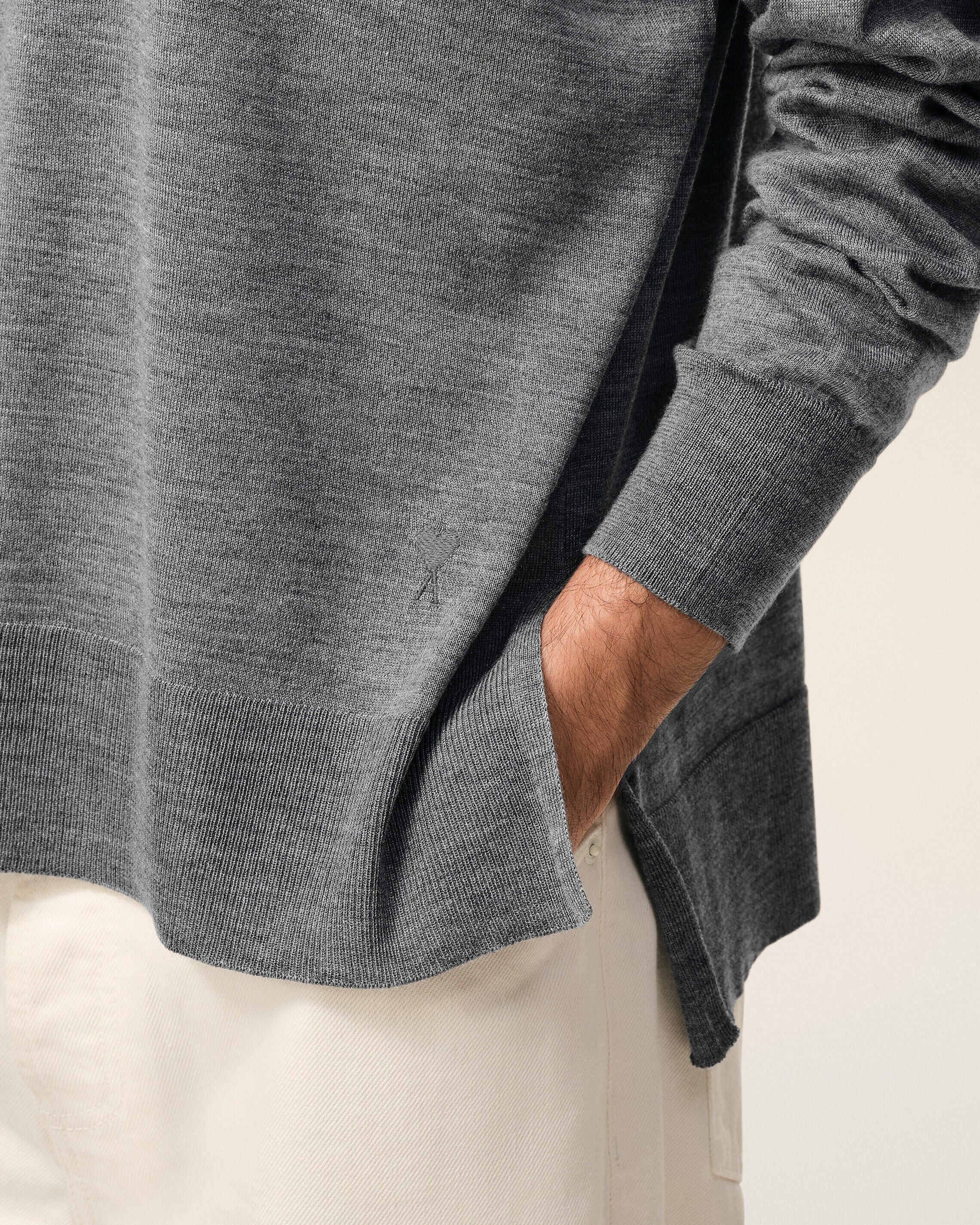 Grey Thin Wool Crewneck Ami De Coeur Sweater