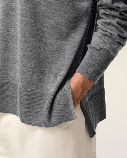 Grey Thin Wool Crewneck Ami De Coeur Sweater