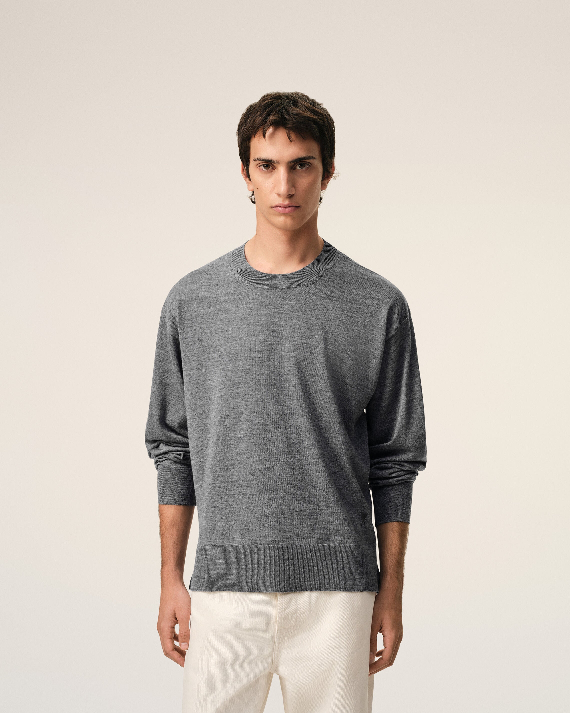 Grey Thin Wool Crewneck Ami De Coeur Sweater