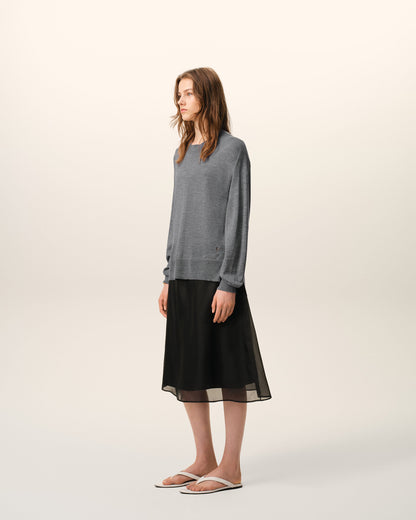Grey Thin Wool Crewneck Ami De Coeur Sweater