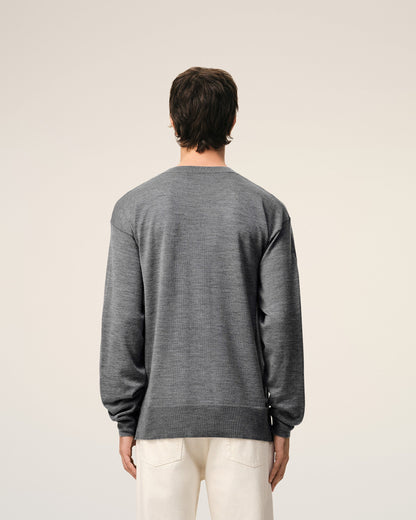Grey Thin Wool Crewneck Ami De Coeur Sweater