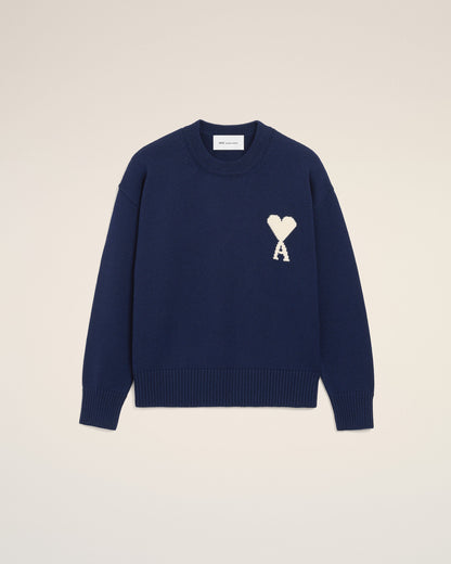 Blue Wool And Cotton Crewneck Ami De Coeur Sweater