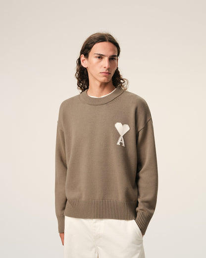 Beige Wool And Cotton Crewneck Ami De Coeur Sweater