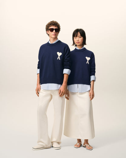 Blue Wool And Cotton Crewneck Ami De Coeur Sweater