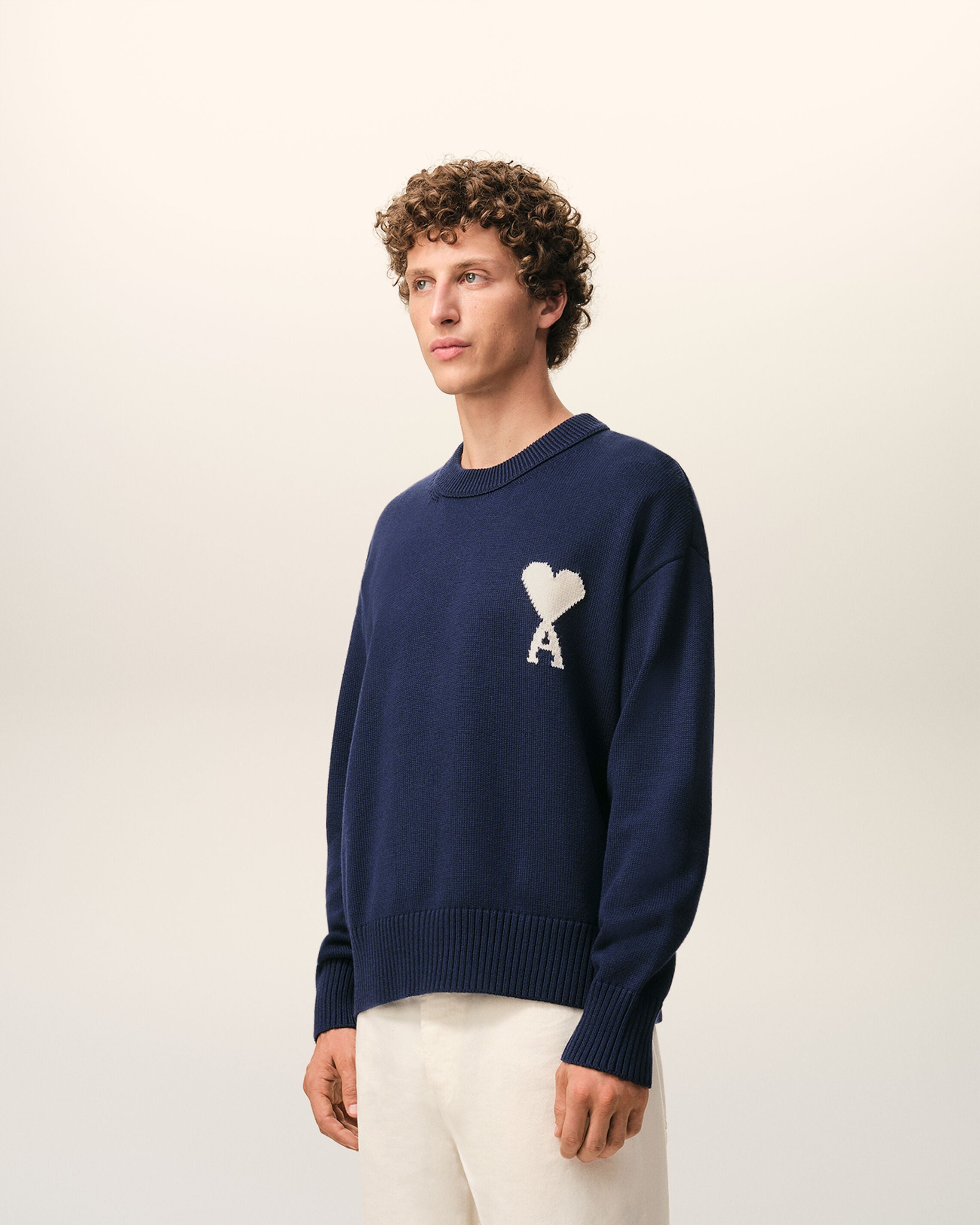 Blue Wool And Cotton Crewneck Ami De Coeur Sweater