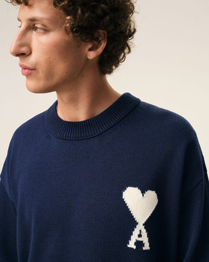 Blue Wool And Cotton Crewneck Ami De Coeur Sweater