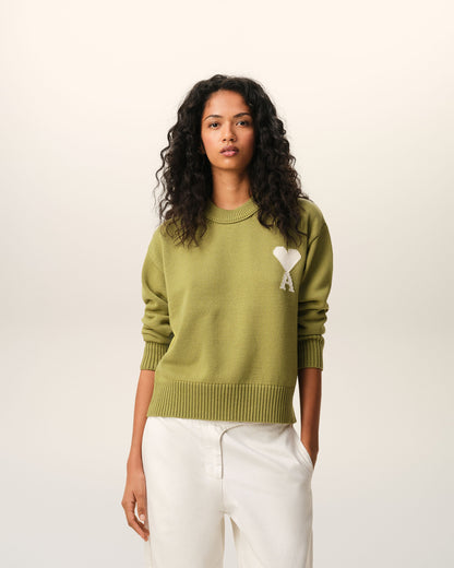 Green Wool And Cotton Crewneck Ami De Coeur Sweater