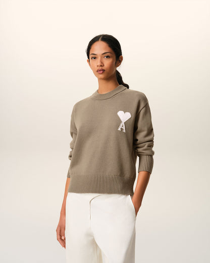 Beige Wool And Cotton Crewneck Ami De Coeur Sweater