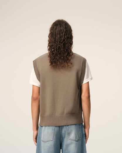 Beige Wool And Cotton Sleeveless Ami De Coeur Sweater