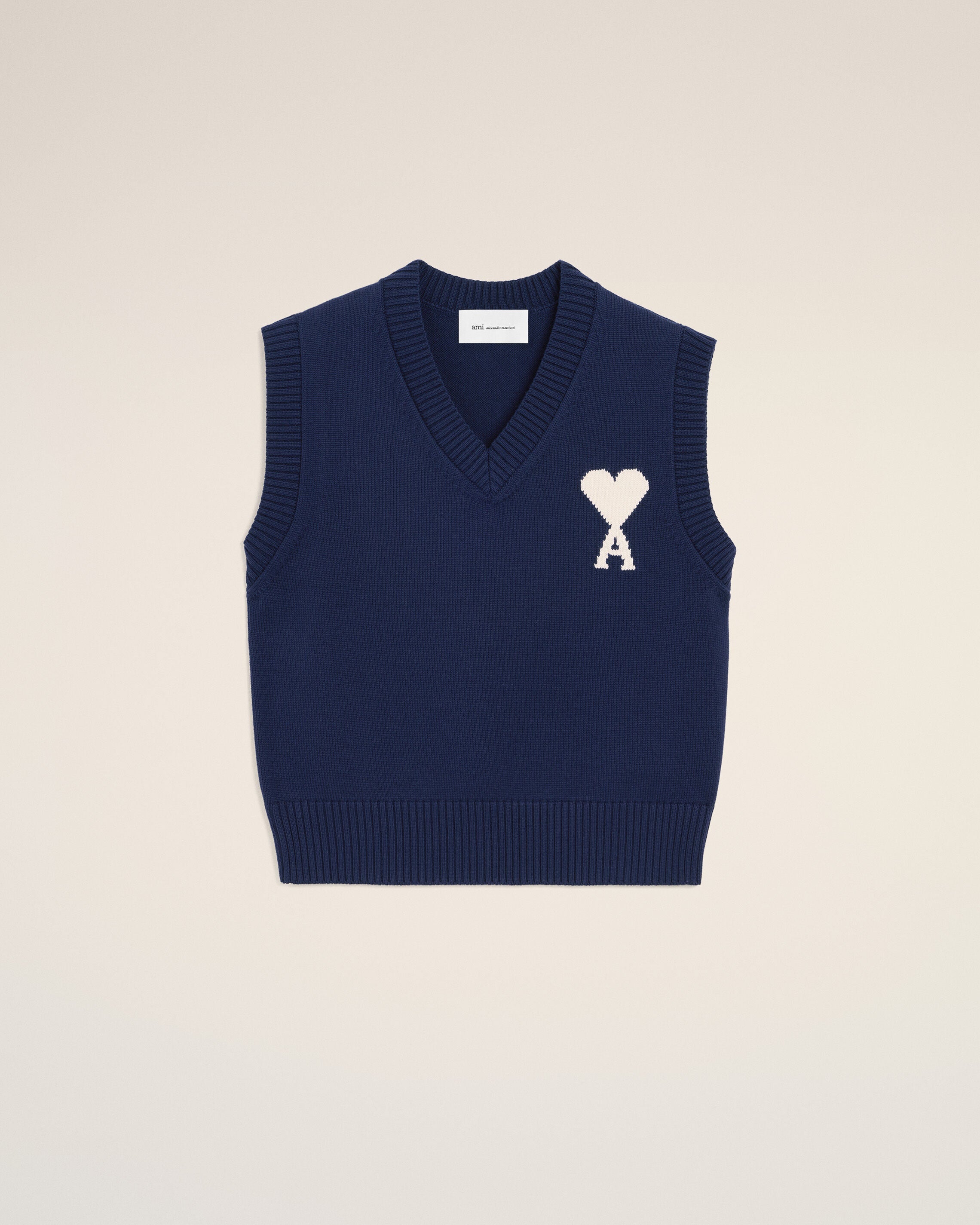 Blue Wool And Cotton Sleeveless Ami De Coeur Sweater